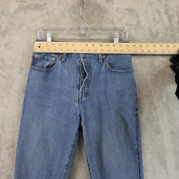 Levi's 501 Jeans Womens 27 Blue Denim Button Fly Straight Premium PC9 12501-0438 - Picture 2 of 16